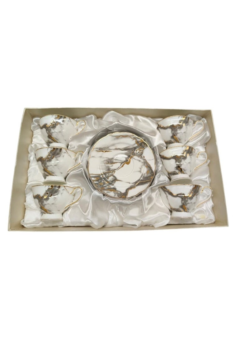 Pilsco Ceramic Cup and Saucer 12Pcs Set 6 Cups With 6 Saucers-180ML