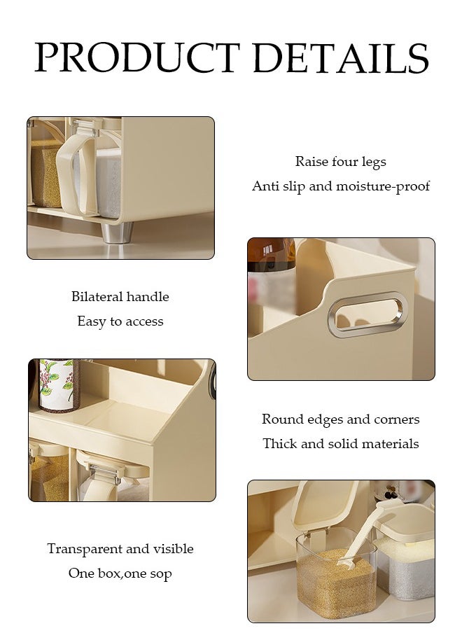Spice Organizer With 4 Spice Boxes, Home Kitchen Spice Rack, Multifunctional Spice Jar Combination Storage Box, Equipped With Spoon, Handle Design, Anti Slip And Moisture-Proof, 33 * 16.8 * 18.8cm