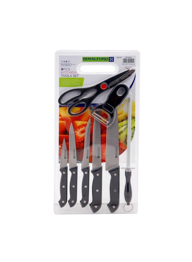 9Pcs Kitchen Tools Set Multi Color Stainless Steel Blades With Pp Handle