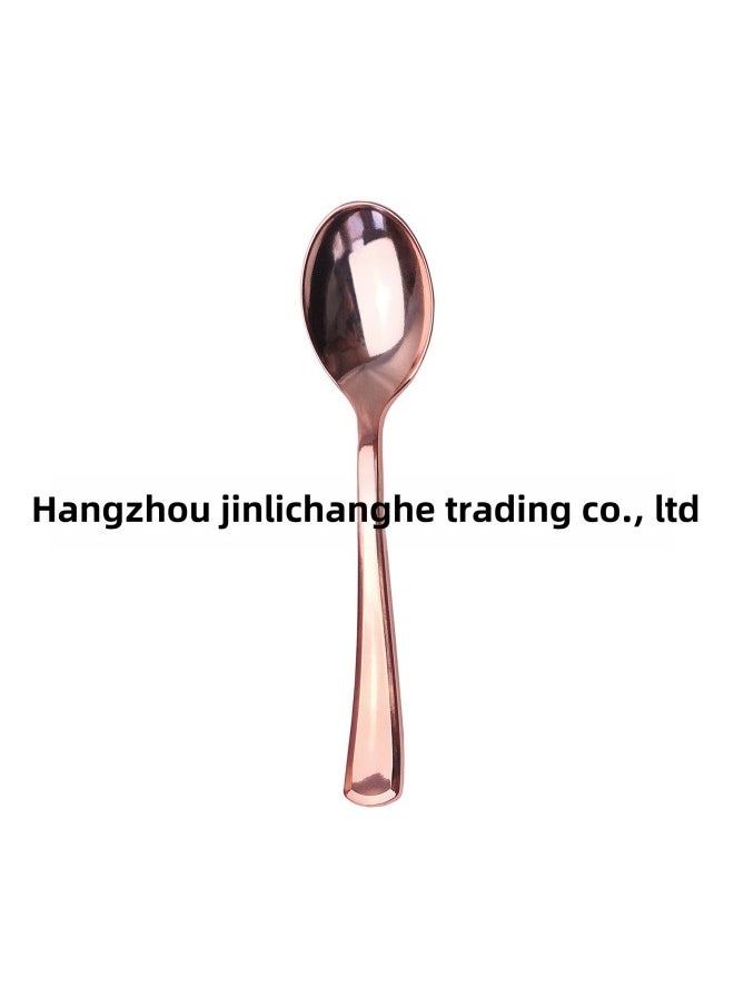 Rose Gold Bronzing Paper Plate Party Set Disposable Paper Plate Paper Cup Party Supplies-Color:Rose Gold Spoon (10PCs)