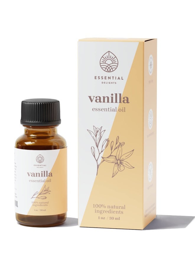 Vanilla Essential Oil by Essential Delights - 100% Pure & Certified (1 oz.) | Pure Grade Distilled Vanilla Essential Oil