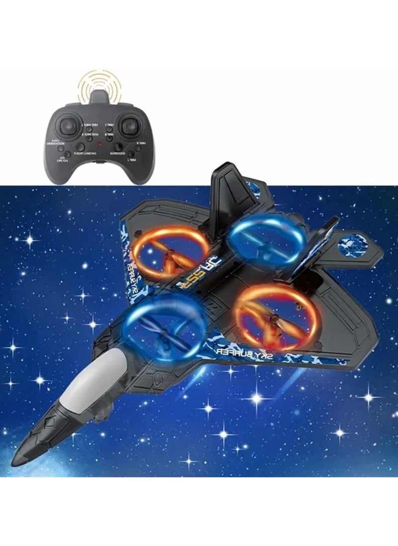 RC Plane Toy with Auto Hover – 6-Axis Gyro, 2.4GHz Remote Control Fighter Jet with 3D Flips, Easy Fly Function, Stunt Glider – EPP Foam Aircraft Drone for Adults (Black)