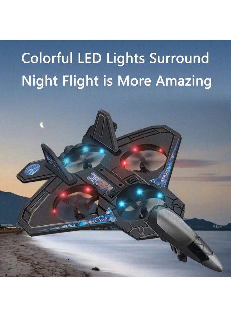 RC Plane Toy with Auto Hover – 6-Axis Gyro, 2.4GHz Remote Control Fighter Jet with 3D Flips, Easy Fly Function, Stunt Glider – EPP Foam Aircraft Drone for Adults (Black)