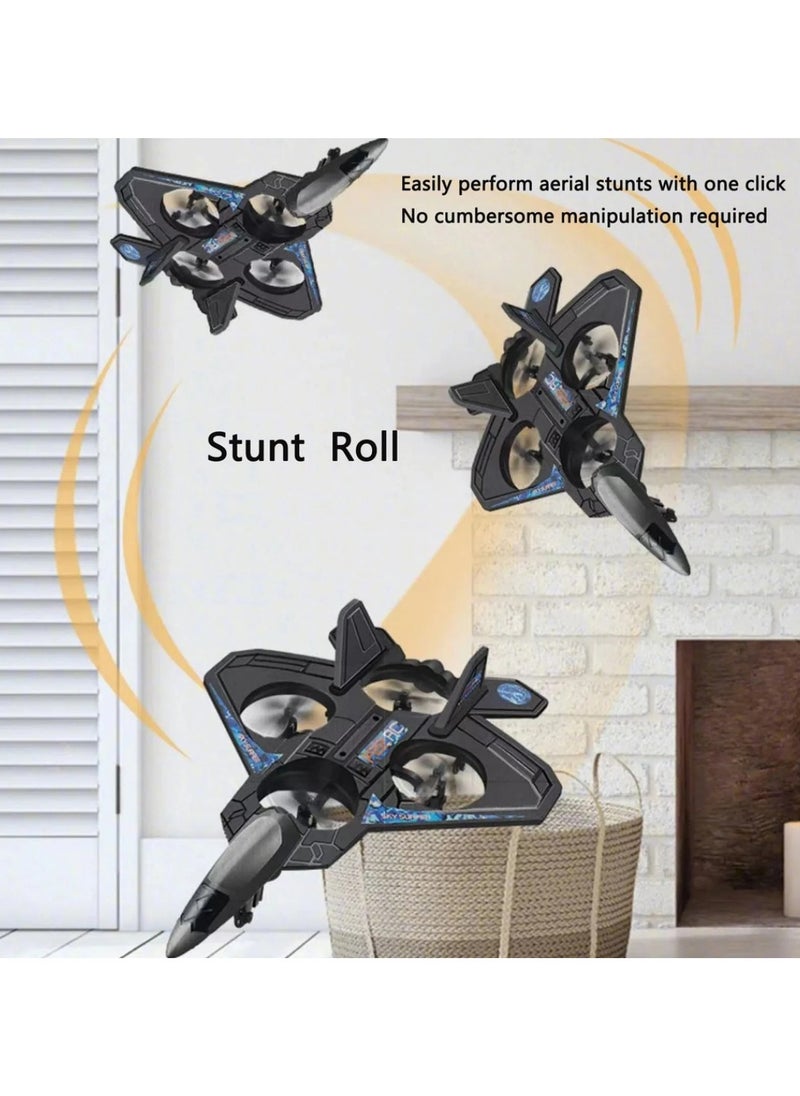 RC Plane Toy with Auto Hover – 6-Axis Gyro, 2.4GHz Remote Control Fighter Jet with 3D Flips, Easy Fly Function, Stunt Glider – EPP Foam Aircraft Drone for Adults (Black)