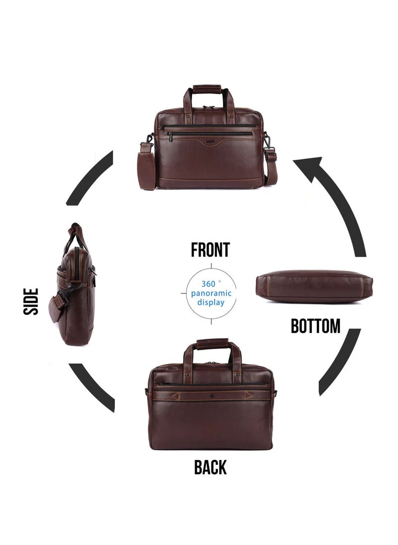 LAVERI Laptop Bag for Men - Leather Messenger Bag for Office - Fits up to 15 Inch Laptop - Shoulder Bag with Multiple Compartments - Executive Leather Bag for Work/Travel/Casual  - 2815