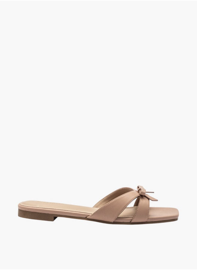 Bow Accent Slip-On Flat Sandals
