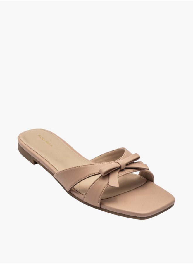 Bow Accent Slip-On Flat Sandals