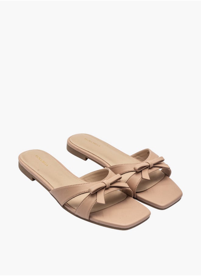 Bow Accent Slip-On Flat Sandals