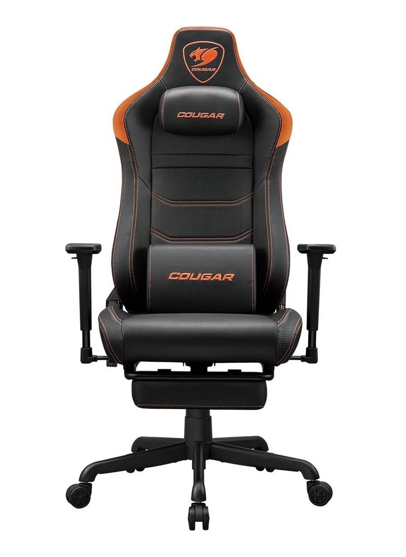 Cougar Armor Evo S Ergonomic Gaming Chair - Retractable Footrest Magnetic Neck Pillow and Lumbar Cushion 3D Adjustable Armrest Reclining Backrest up to 155º Tilt & Lock Mechanism, Black