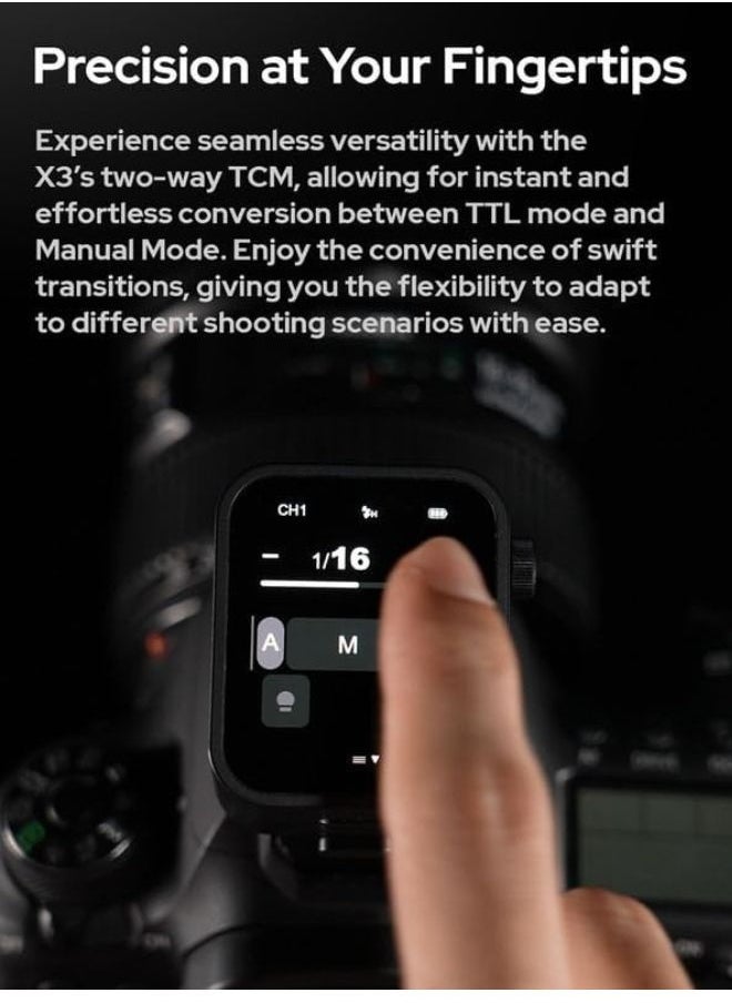 Godox X3-N Wireless Flash Trigger for Nikon – TTL, HSS 1/8000s, OLED Touchscreen, TCM Function, Built-in Battery – Godox Trigger for Nikon Flash & Camera Flash Light