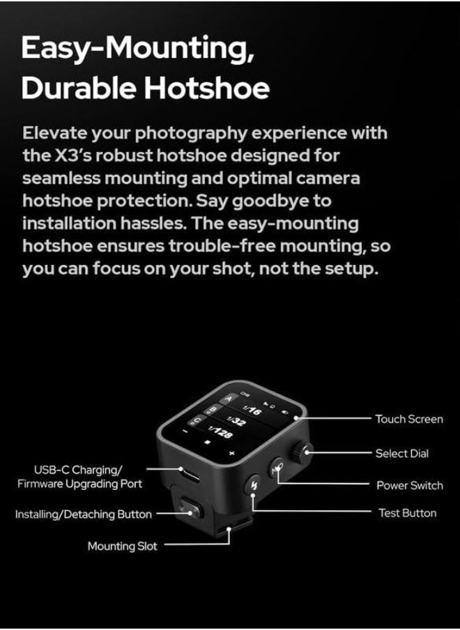 Godox X3-N Wireless Flash Trigger for Nikon – TTL, HSS 1/8000s, OLED Touchscreen, TCM Function, Built-in Battery – Godox Trigger for Nikon Flash & Camera Flash Light
