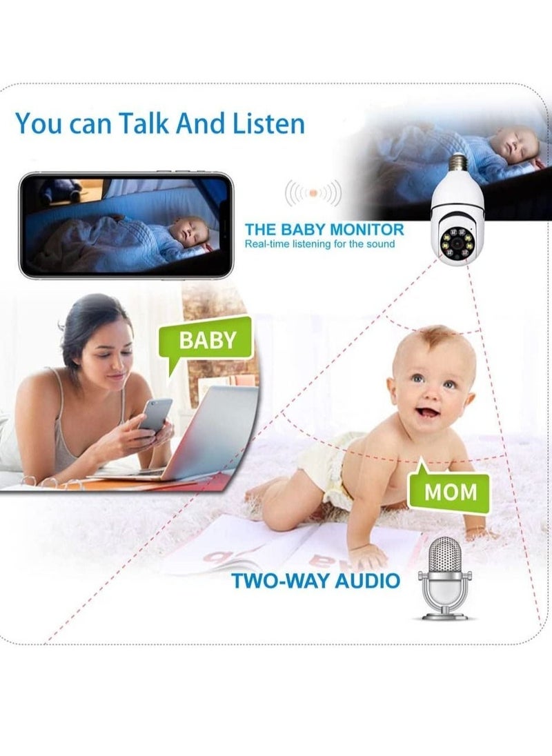Home Tovnet Light Bulb Security Camera Wireless 2.4Ghz Wifi Pan/Tilt 360 Degree PTZ Camera 1080P HD Panoramic Cam, with 2-Way Audio u0026 Motion Detection u0026 Night Vision u0026 Siren Alarm