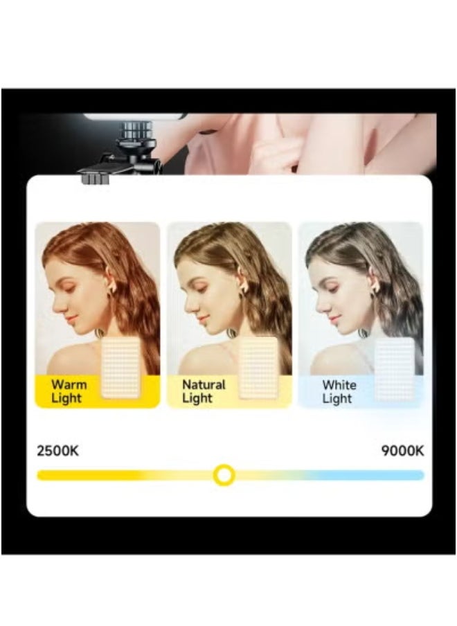 D10 120 LED Video Light – Portable 360° Photography Lighting for Cameras, CRI 95+ with Adjustable 2500K-9000K, Type-C Rechargeable 3000mAh Battery, Continuous 90+ Minutes Working Time – On-Camera Fill Light for Vlogging, Filming, and Photography