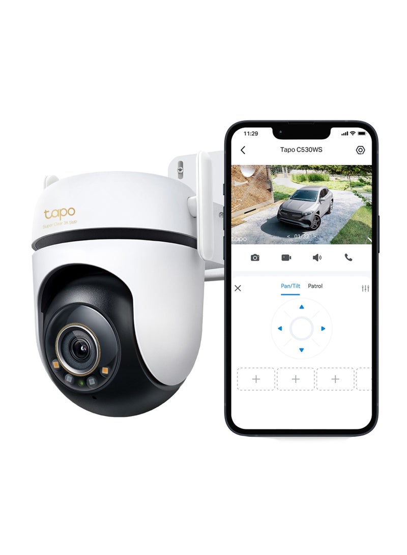 C530WS 3K 5MP Outdoor Pan/Tilt Security Wi-Fi Camera|360°   Motion Tracking|Free AI Detection-Person, Pet & Vehicle|Starlight Color Night Vision|Sound and Light Alarm|Local and Cloud Storage|Powerful Dual Antennas