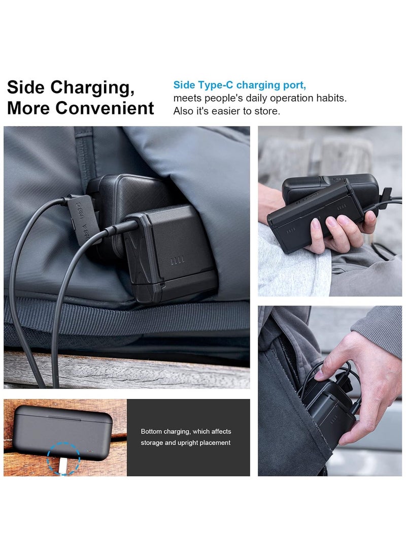 TELESIN Triple Battery Charger 3-Slot Smart Battery Charger for GoPro Hero 12/11/10/9, Low Temperature Suitable, Portable Pocket Size, Fast PD Charging, 2 TF Card Storage, Smart Power Indicator Side Charging Port for Go Pro Action Camera Enduro Battery