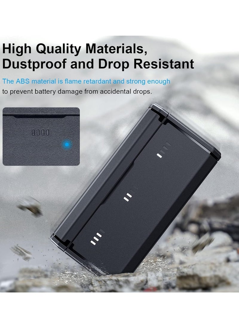 TELESIN Triple Battery Charger 3-Slot Smart Battery Charger for GoPro Hero 12/11/10/9, Low Temperature Suitable, Portable Pocket Size, Fast PD Charging, 2 TF Card Storage, Smart Power Indicator Side Charging Port for Go Pro Action Camera Enduro Battery