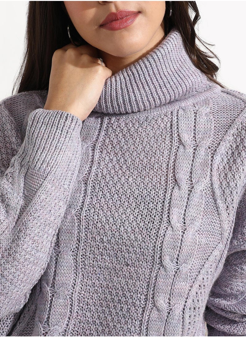 Women's Moon Grey Cable Knit Sweater