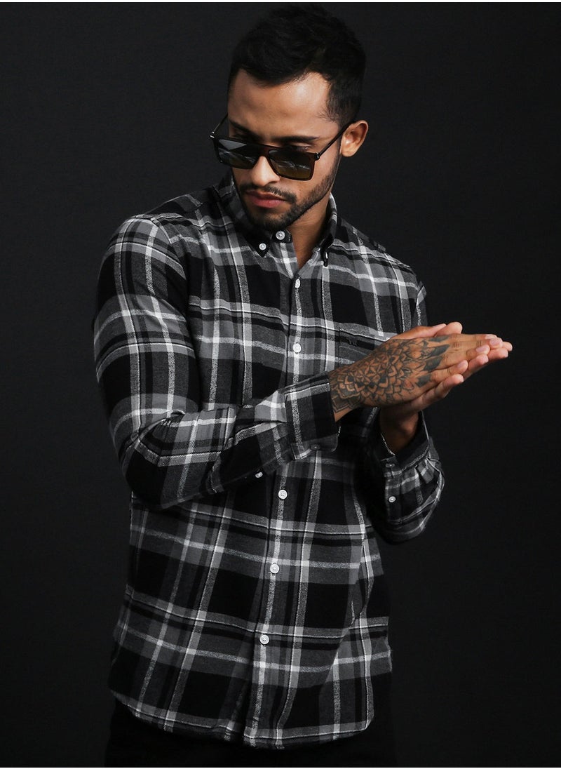 Men's Cotton Shirt | Casual & Formal Long Sleeve Slim Fit | Classic Button-Down, Office & Everyday Wear, Comfortable & Breathable Fabric, Grey, Size - S - XXL, (Repos)