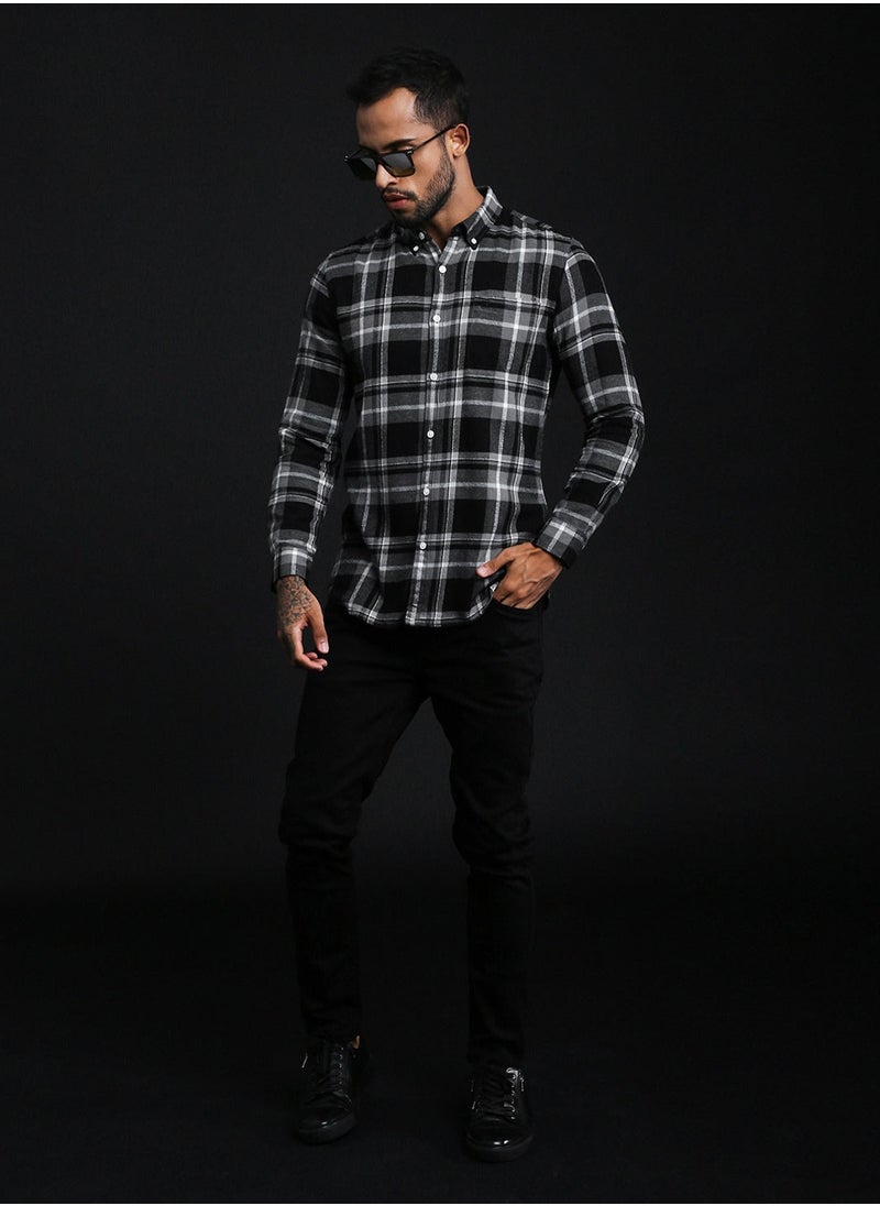 Men's Cotton Shirt | Casual & Formal Long Sleeve Slim Fit | Classic Button-Down, Office & Everyday Wear, Comfortable & Breathable Fabric, Grey, Size - S - XXL, (Repos)