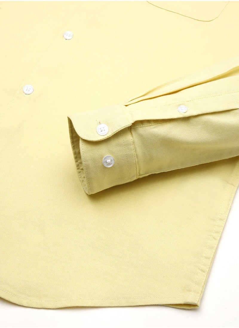 Cotton Shirt for Men | Slim Fit, Long Sleeve, Casual & Formal Wear | Soft, Breathable Fabric for Office, Everyday, & All-Season Use in Classic & Trendy Colors, Yellow, Size - S - XXL, (Pollet)