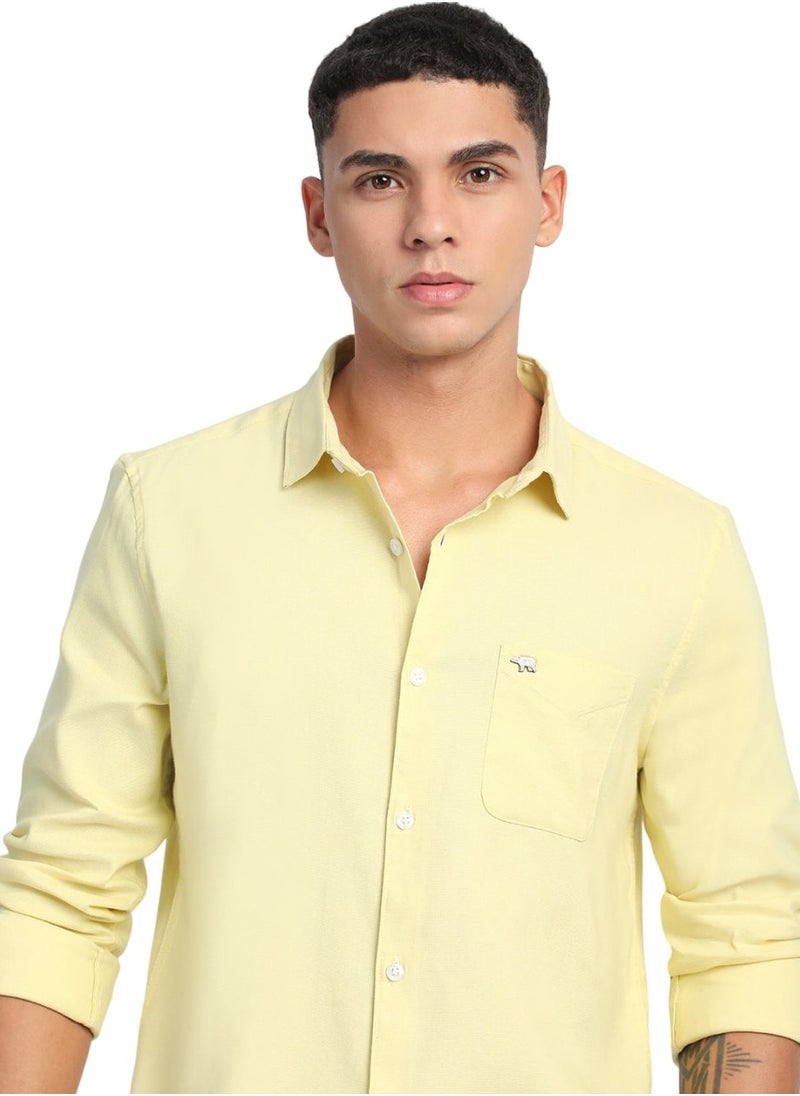 Cotton Shirt for Men | Slim Fit, Long Sleeve, Casual & Formal Wear | Soft, Breathable Fabric for Office, Everyday, & All-Season Use in Classic & Trendy Colors, Yellow, Size - S - XXL, (Pollet)
