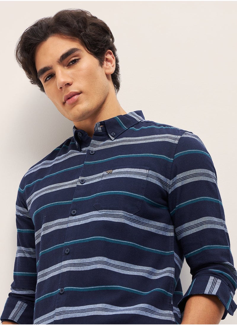 Cotton Shirt for Men | Slim Fit, Long Sleeve, Casual & Formal Wear | Soft, Breathable Fabric for Office, Everyday, & All-Season Use in Classic & Trendy Colors, Navy Blue, Size - S - XXL, (Vamoro)