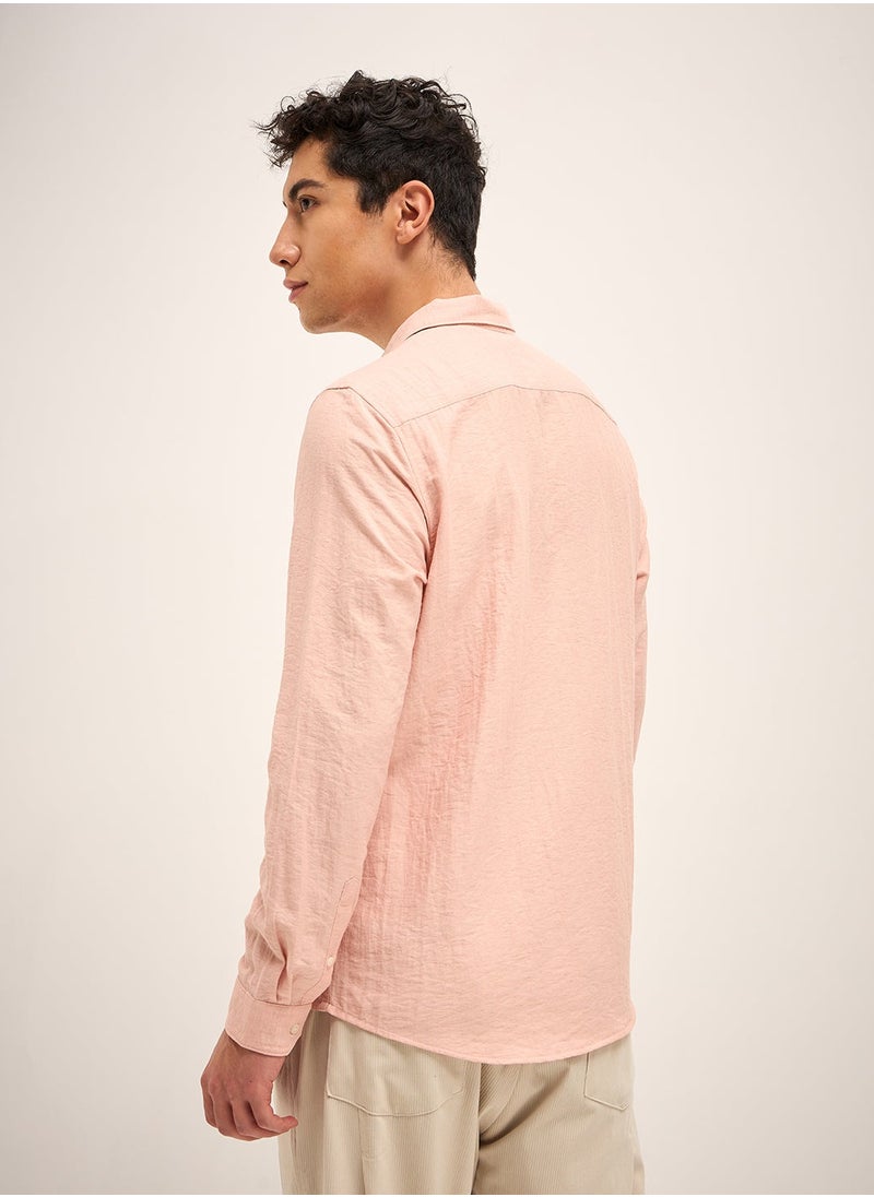 Men's Cotton Shirt | Casual & Formal Long Sleeve Slim Fit | Classic Button-Down, Office & Everyday Wear, Comfortable & Breathable Fabric, Pink, Size - S - XXL, (Huarte)