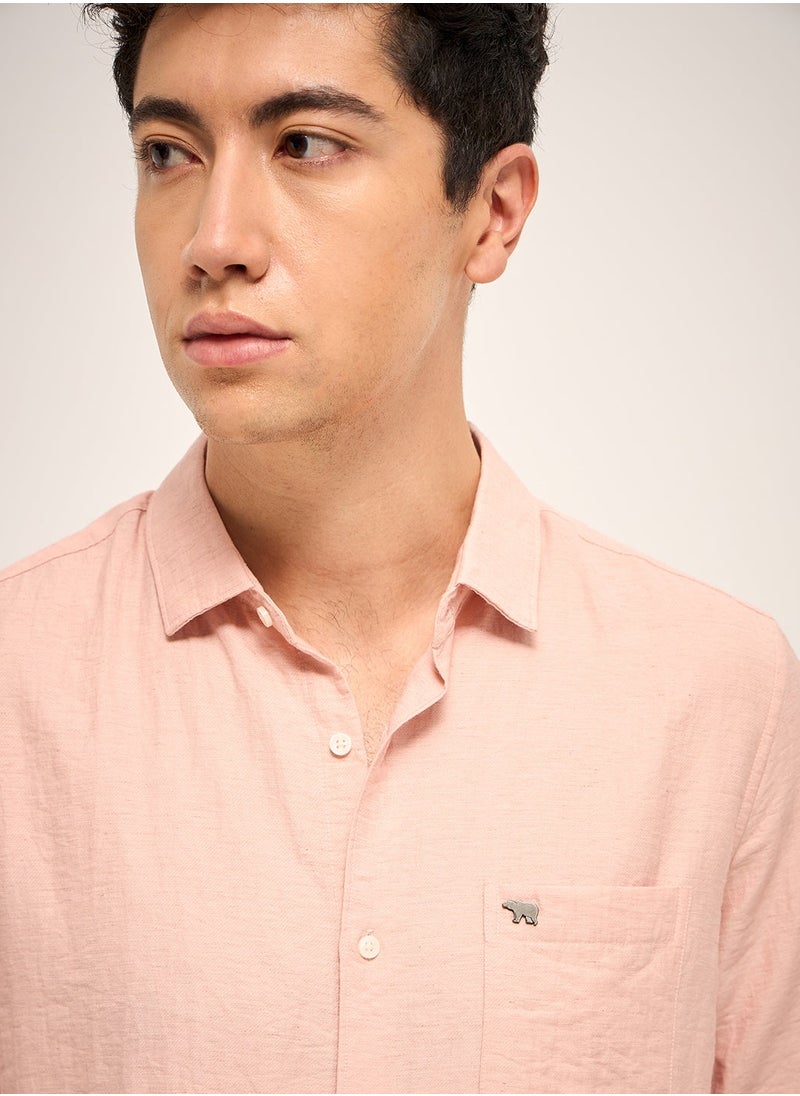 Men's Cotton Shirt | Casual & Formal Long Sleeve Slim Fit | Classic Button-Down, Office & Everyday Wear, Comfortable & Breathable Fabric, Pink, Size - S - XXL, (Huarte)