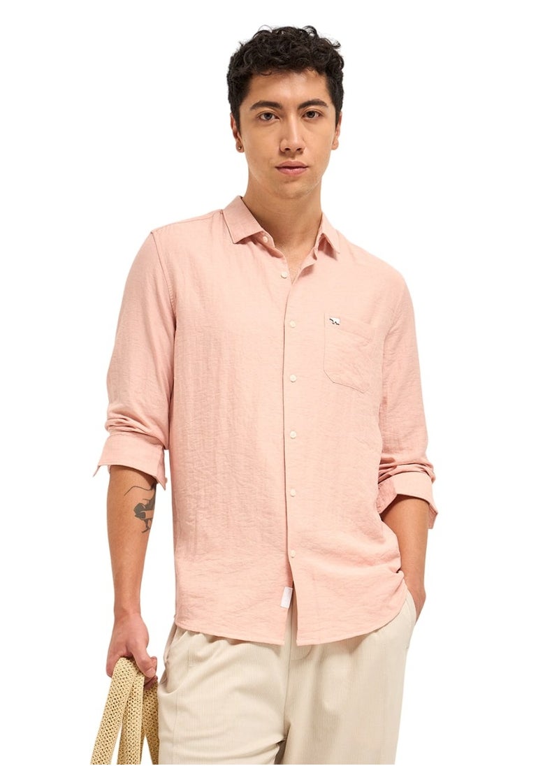 Men's Cotton Shirt | Casual & Formal Long Sleeve Slim Fit | Classic Button-Down, Office & Everyday Wear, Comfortable & Breathable Fabric, Pink, Size - S - XXL, (Huarte)