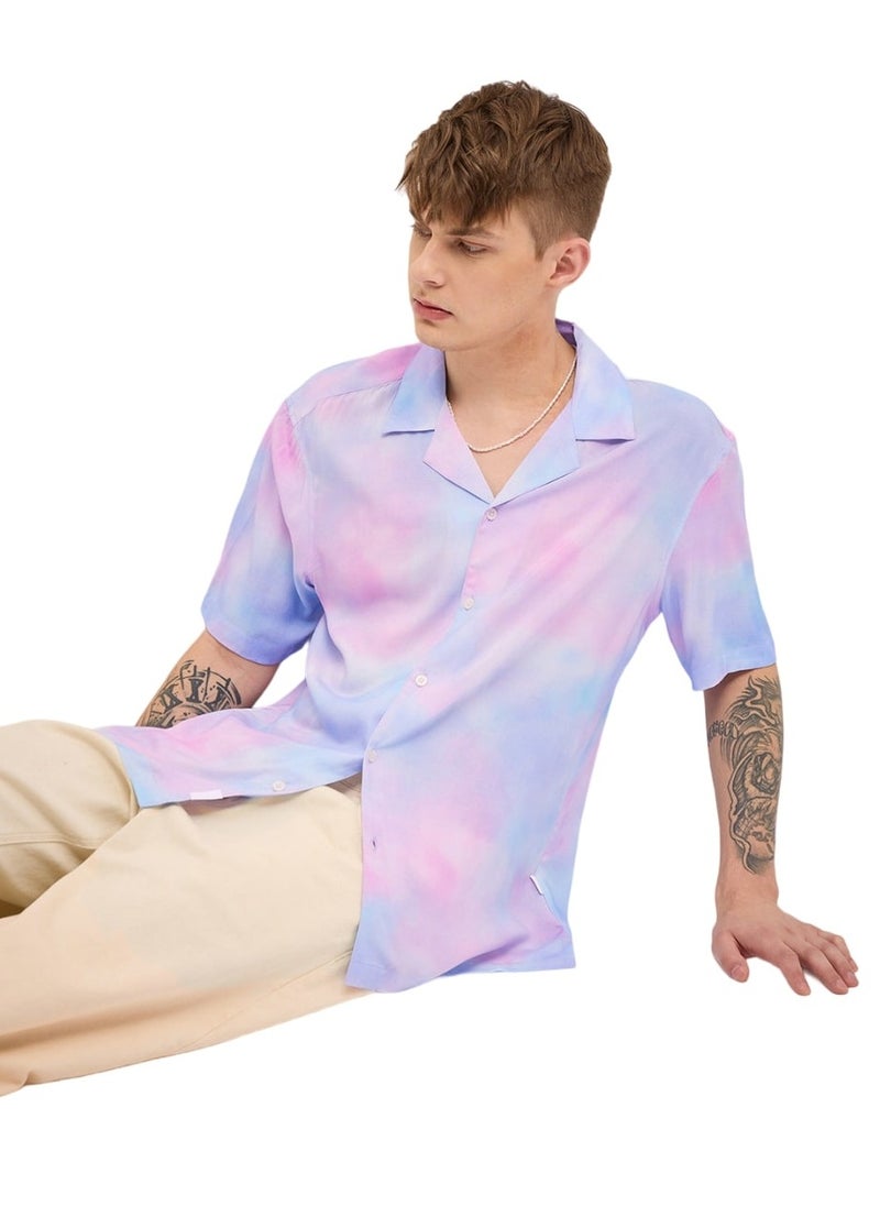 Cotton Shirt for Men | Slim Fit, Short Sleeve, Casual or Formal Button-Down | Soft, Breathable Fabric for Work, Everyday, & All-Season Wear in Stylish Colors, Pink, Size - S - XXL, (Rucha)