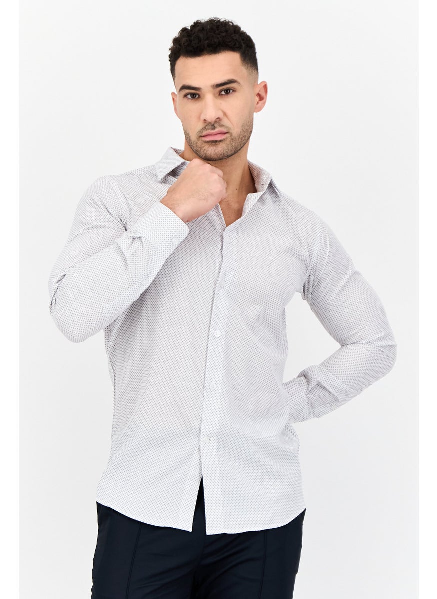 Men Modern Fit All Over Print Long Sleeve Dress Shirt, Multicolor