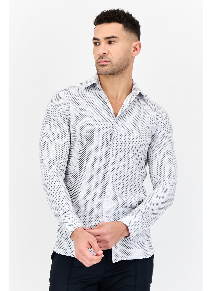 Men Modern Fit Allover Print Long Sleeve Dress Shirt, Multicolor
