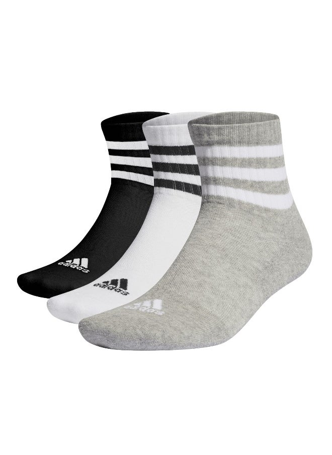adidas 3 stripes cushioned sportswear mid cut pair pack unisex ankle socks