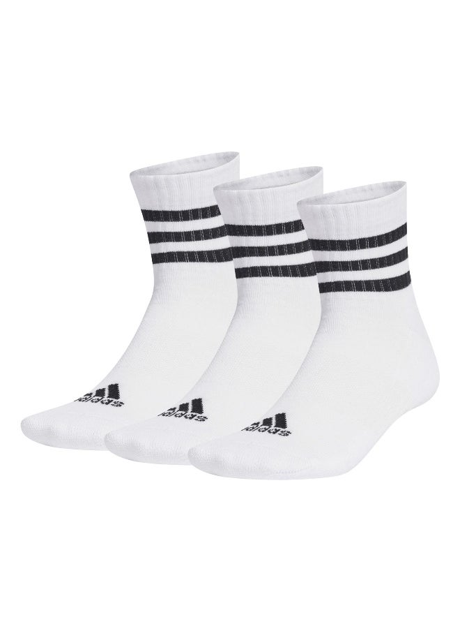 adidas 3 stripes cushioned sportswear mid cut pair pack unisex ankle socks