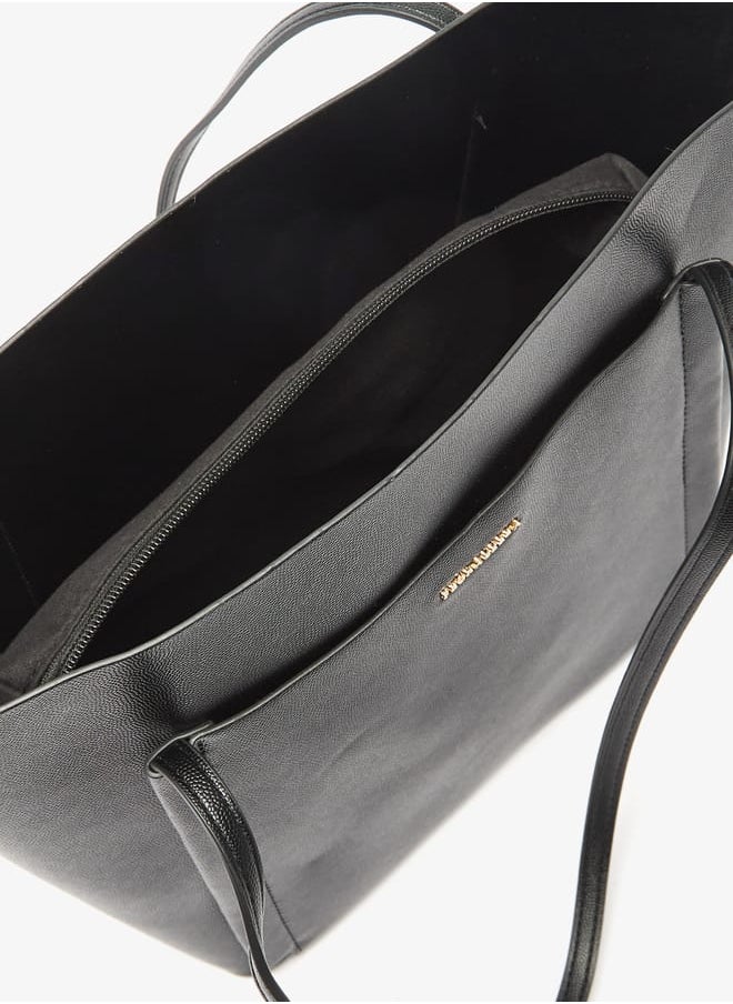 Women Textured Tote Bag with Double Handle and Pouch