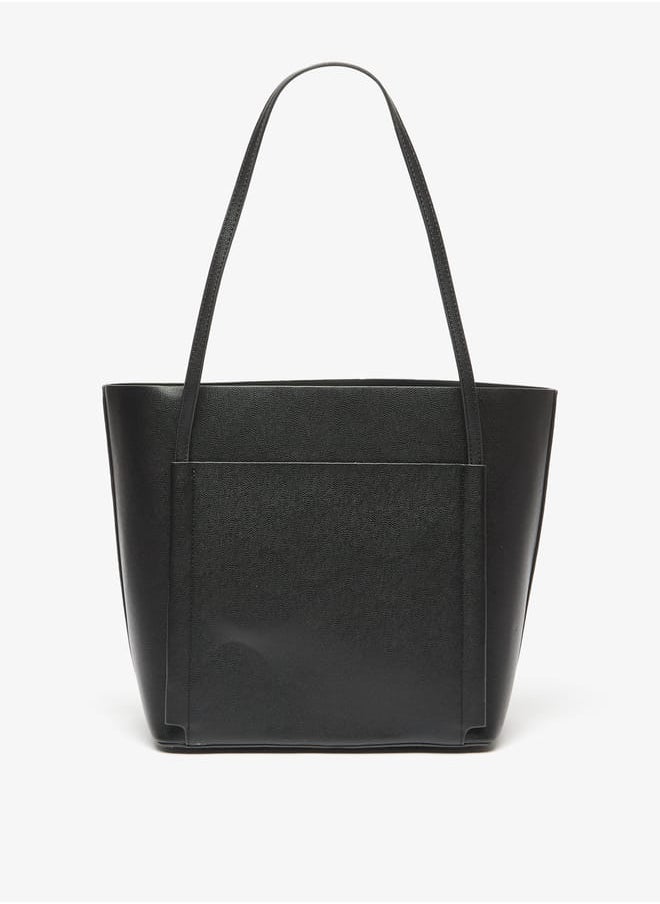 Women Textured Tote Bag with Double Handle and Pouch