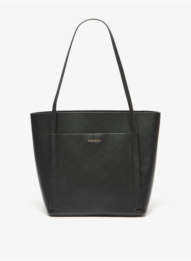 Women Textured Tote Bag with Double Handle and Pouch