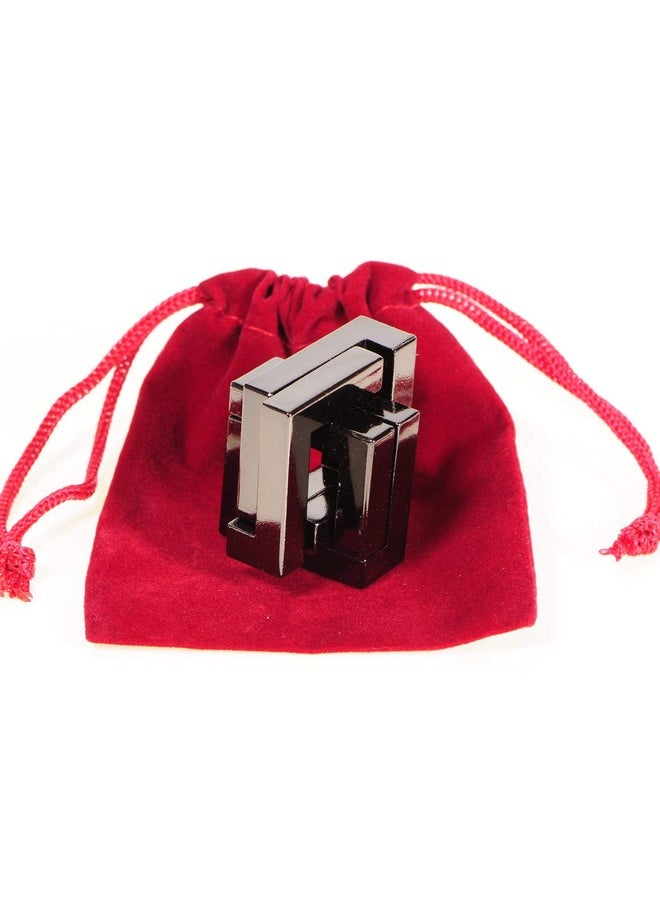 VERSAINSECT a Cast Metal Brain Teaser Puzzle Level 6 Difficulty Rating Bonus Red Velveteen Drawstring Pouch Bundled Items