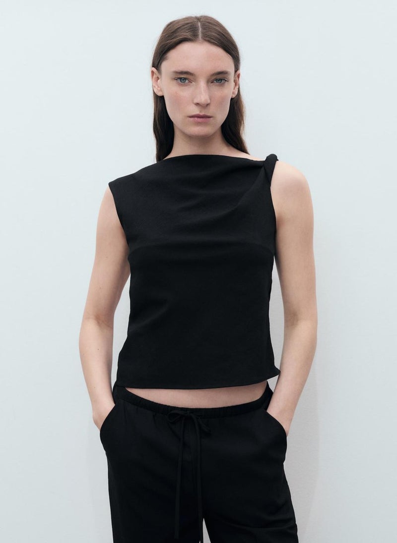 Straps Asymmetrical Draped Top