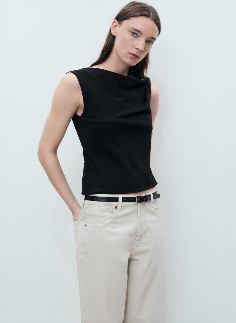 Straps Asymmetrical Draped Top