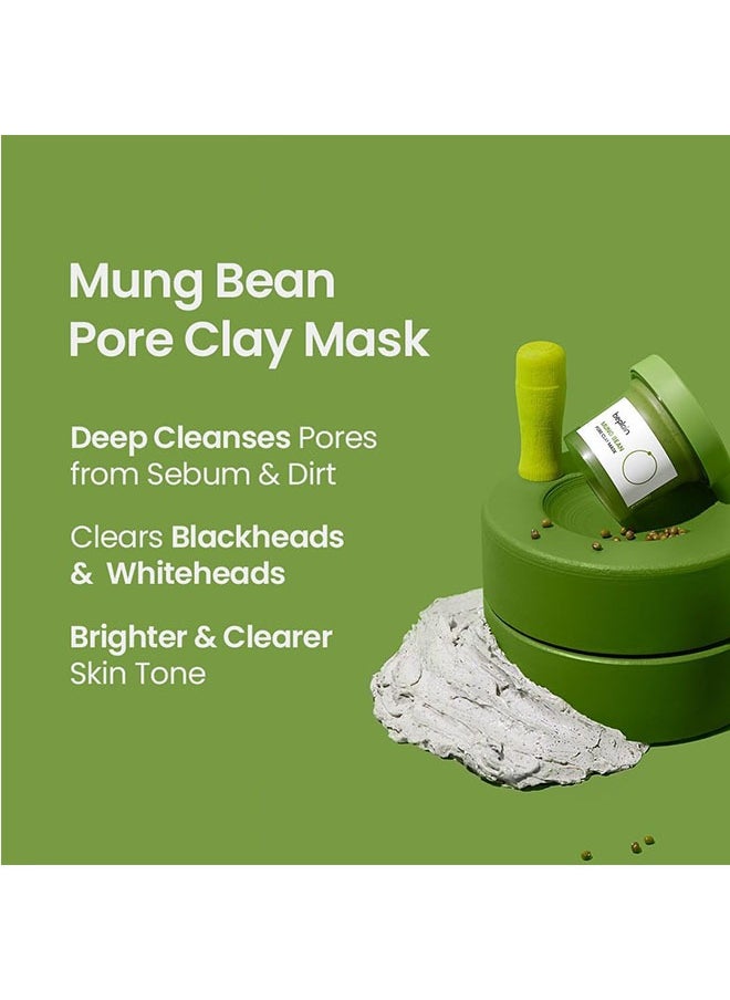 Mung Bean Pore Clay mask 120ml, Wash Off Mask for Blackhead and Whitehead Care, Gently  Exfoliate and Tighten Pores