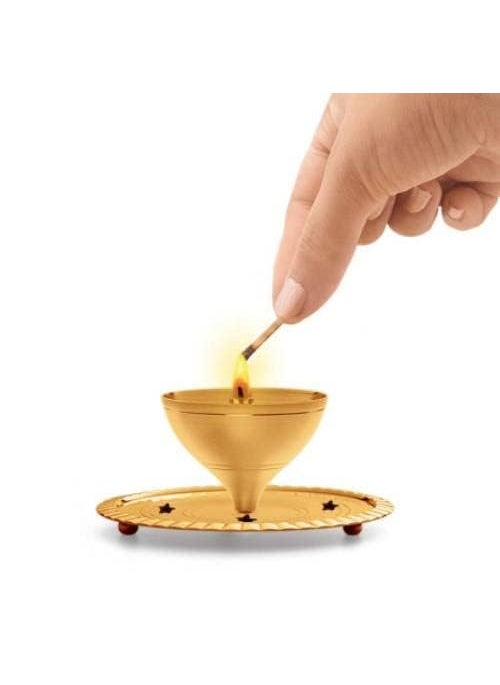 ServDharm Akhand Jyoti Diya Big Size 80 ml Oil Capacity Authentic Borosilicate Glass Cover