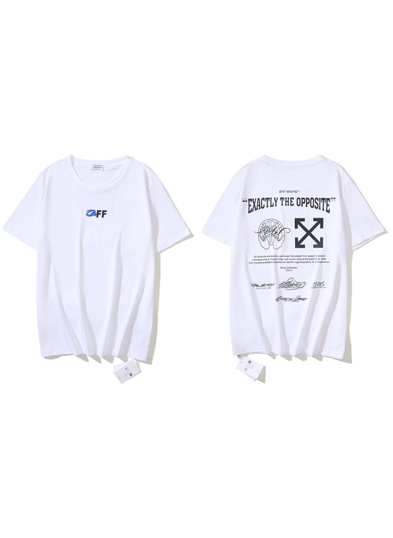 Summer Mens T-shirt Short Sleeve round Neck Double Thread Cotton Digital Print Fashionable White Arrowhead Brand Logo Design 1306 white