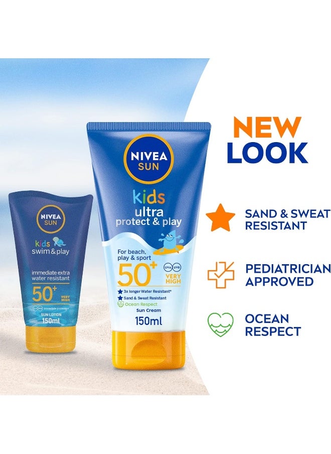 NIVEA SUN Kids Lotion, UVA & UVB Protection, Swim & Play, SPF 50+, 150ml