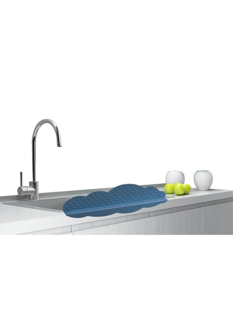 Silicone Sink Splash Guard, Water Splatter Protector for Kitchen and Bathroom Sinks, Non-Slip Suction Cup Base, Faucet Backsplash Guard, Dishwasher Safe, Blue