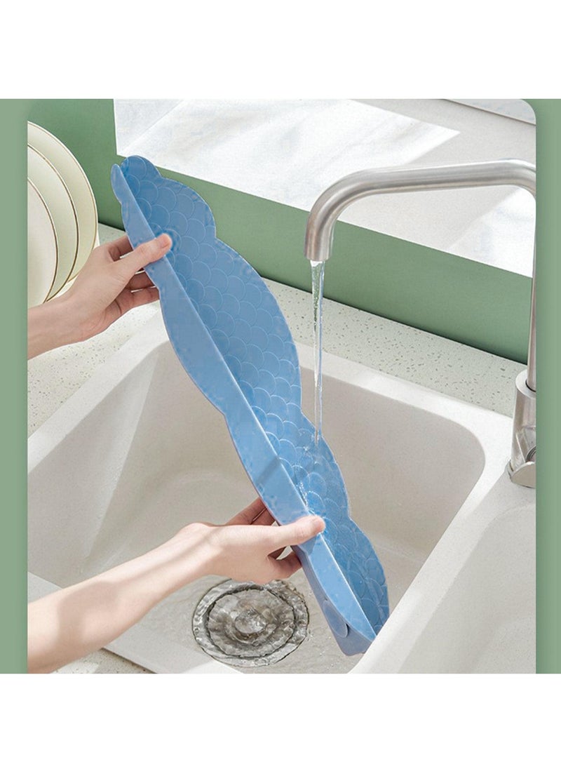 Silicone Sink Splash Guard, Water Splatter Protector for Kitchen and Bathroom Sinks, Non-Slip Suction Cup Base, Faucet Backsplash Guard, Dishwasher Safe, Blue