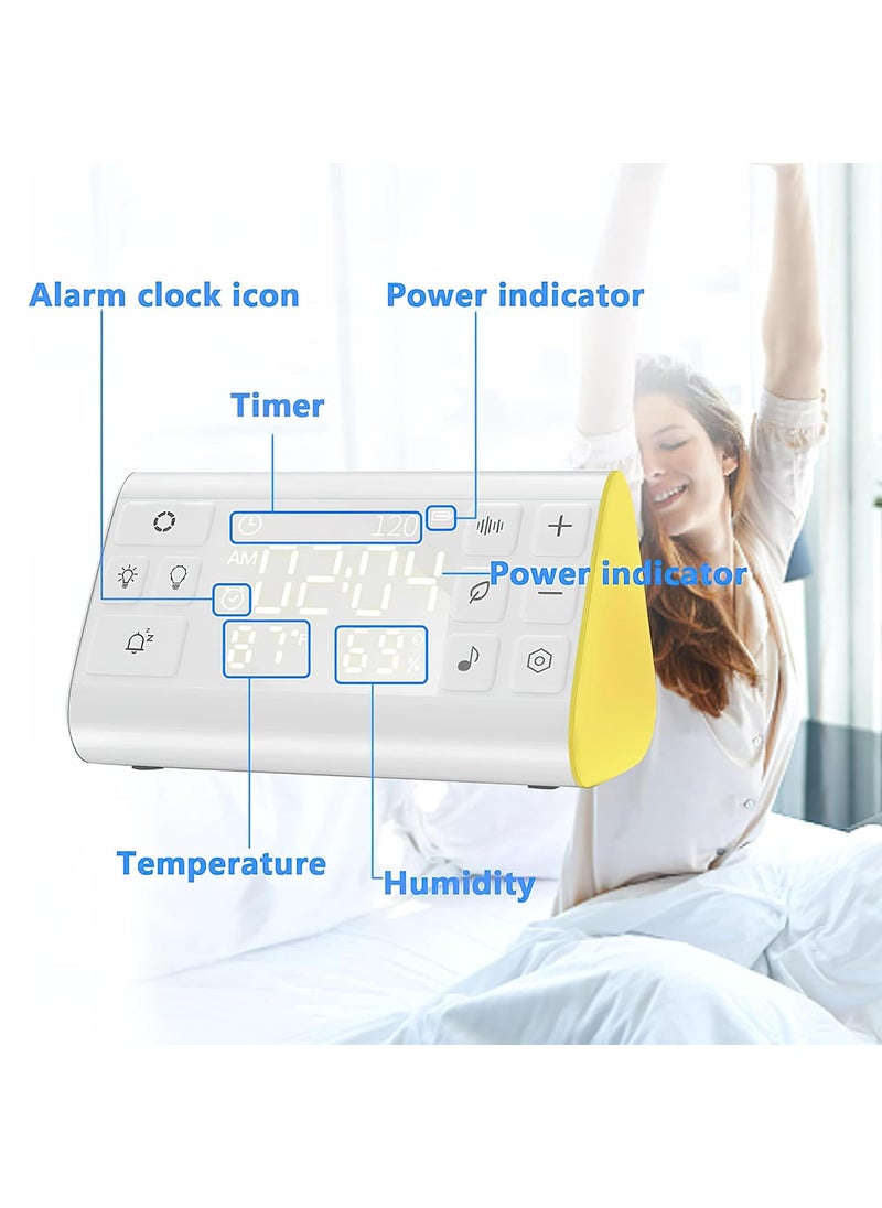 BRAINLE White Noise Machine for Baby Adults with Digital Alarm Clock7 Lights Temperature Humidity 35 Sounds USB C Table Clock for Study Table Bedroom Desk Portable Sleeping Device