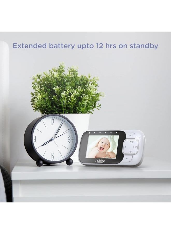 Nursery Pal Essentials 2.8 inch Video Baby Monitor, Club App with Room Temperature Sensor, Private Secure Wi-Fi Connection, Digital Zoom, Soothing Nature Sounds - White