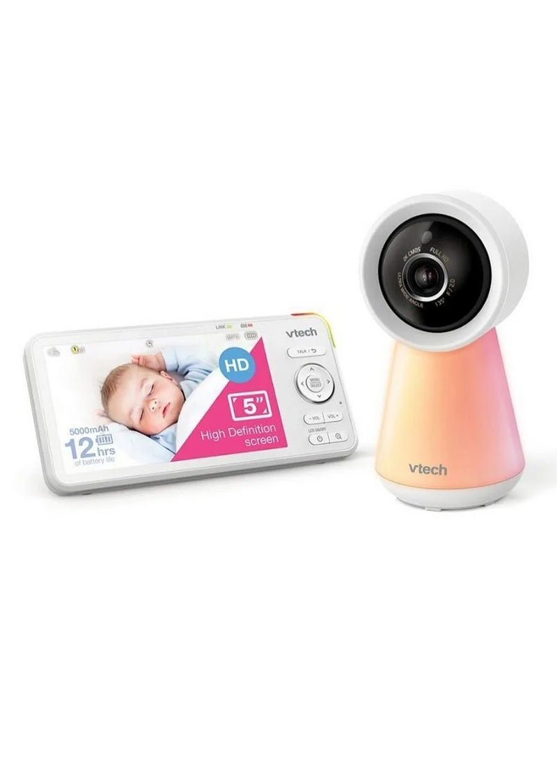 Smart WiFi 5' HD Video Baby Monitor, 1080p, 2-Way Talk, Night Vision, Temperature Sensor