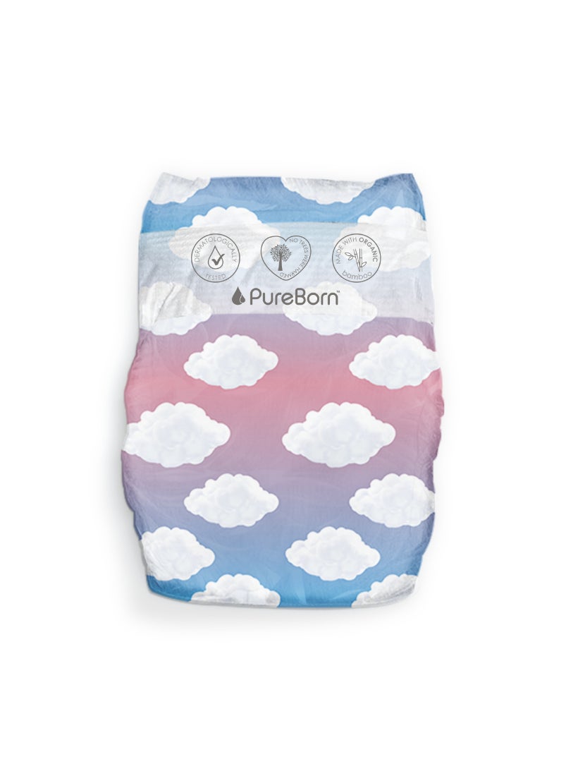 Organic Diapers Size-1 Upto 5kg Master Value Pack Clouds Print 136 Diapers